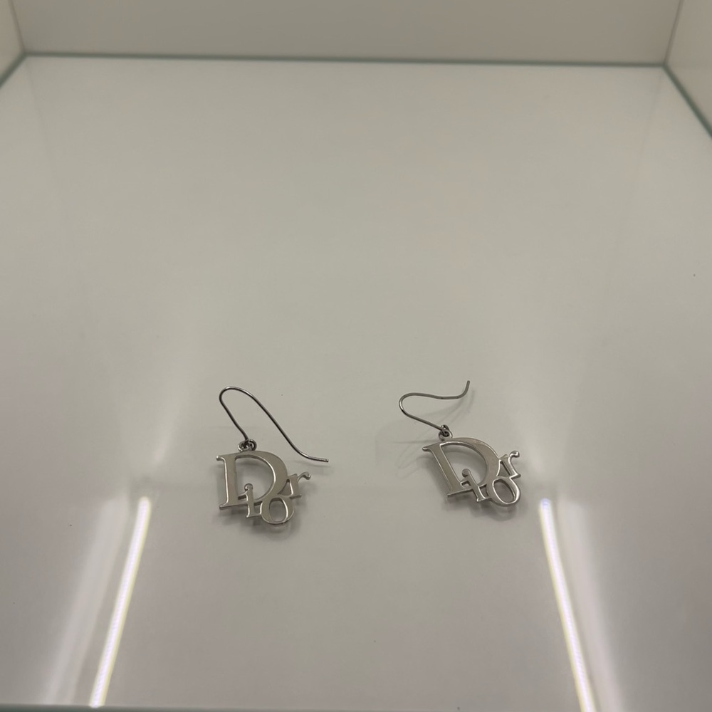Dior Vintage Silver Logo Earrings